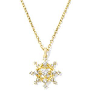 NEW NWT KENDRA SCOTT SNOWFLAKE GOLD CRYSTAL PENDANT NECKLACE